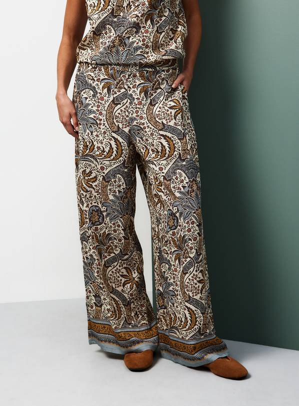 Tu x Morris & Co. Paisley Print Scarf Border Wide Leg Trousers 22